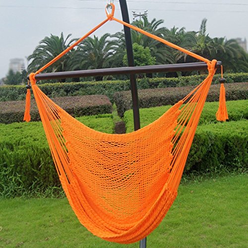 Prime Garden Super Soft Hand Woven Caribbean Style Rope Hammock Chair Orange