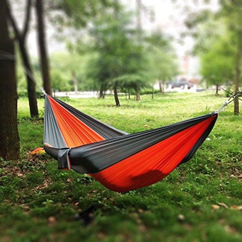 HarryshellTMPortable Nylon Fabric Lightweight Parachute Camping Travel Hammock Hanging Bed - Grey and Orange