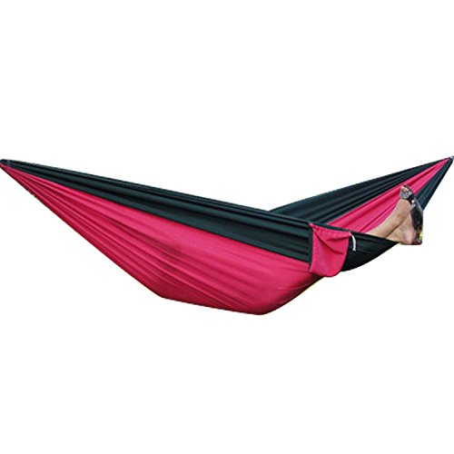 Portable Multifunctional Light Weight Outdoor Parachute Nylon Fabric Travel Camping Hammock red&ArmyGreen11060