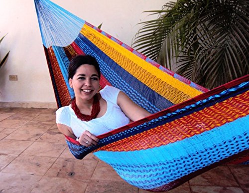 Sunnydaze Portable Hand-woven 1 Person Mayan Hammock Single Size Multi-color 330 Pound Capacity