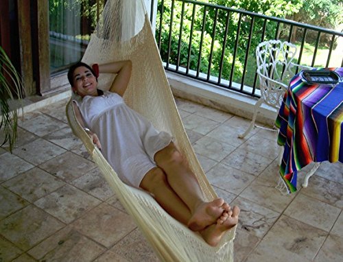 Sunnydaze Portable Hand-woven 1 Person Mayan Hammock Single Size Natural 330 Pound Capacity