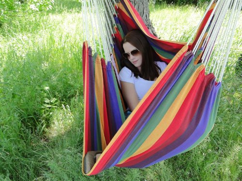 OutdoorIndoor Cotton Brazilian Hanging Hammock Chair - Rainbow Colors