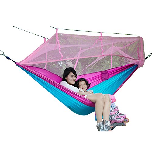 Wangqiang 260130cm Portable Parachute Nylon Jungle Hammock With Mosquito Nets