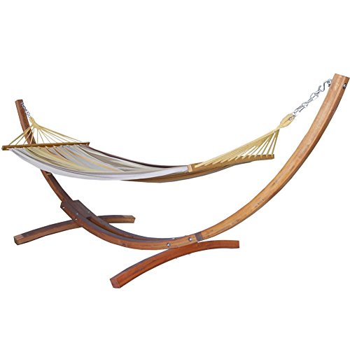 Prime Garden Cotton Hardwood Hammock With Arc Stand 12-feet