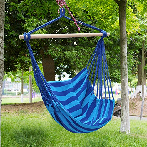 World Pride Garden Outdoor Hammock Swing Hanging Chair Porch Swing Seat Hanging Rope Chair Blue