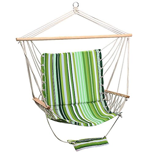 Yaheetech Outdoor Hammock Chair Hanging Chairs w Arm Rests Footrest Holds 265lbsGreen A