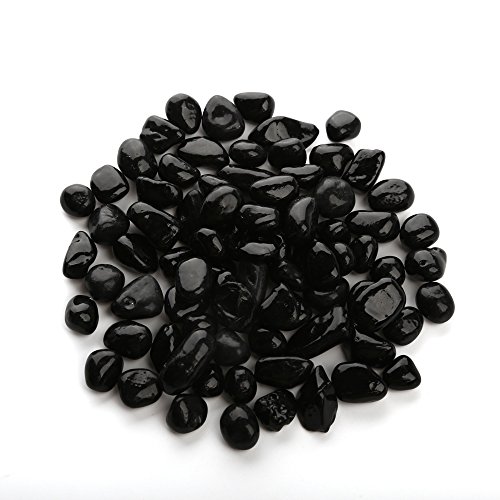 Coming Deco Glass-Fireplace and Fire Pit Eco Fire Glass Dots 10-Pounds 9mm-12mm Glass Beads Black