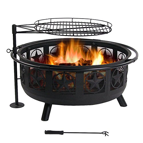 Sunnydaze Black All Star Fire Pit With Cooking Grate, 30 Inch Diameter