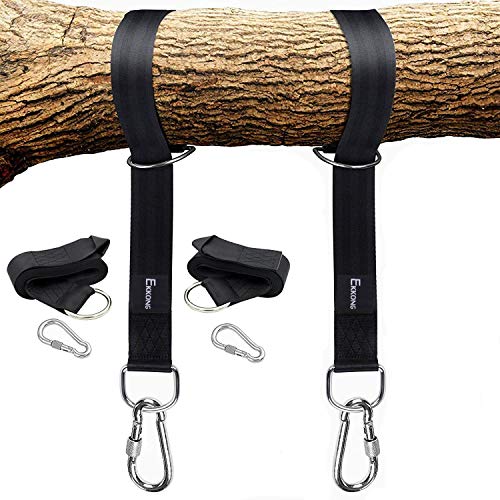 Tree Swing Straps Hanging Kit Holds 1200lbs Easy Fast To Installation Swing Hanger 2 Tree Straps5 FT and 2 Safety Lock Carabiner Hooks Perfect For Swings and Hammocks-100 Waterproof Black