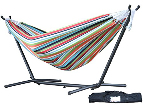 Vivere Double Sunbrella Hammock With Steel Stand