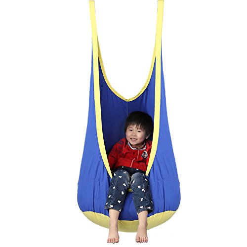 Pellor Childrens Outdoor Suspension Seat Kids Swing Hammock Blue