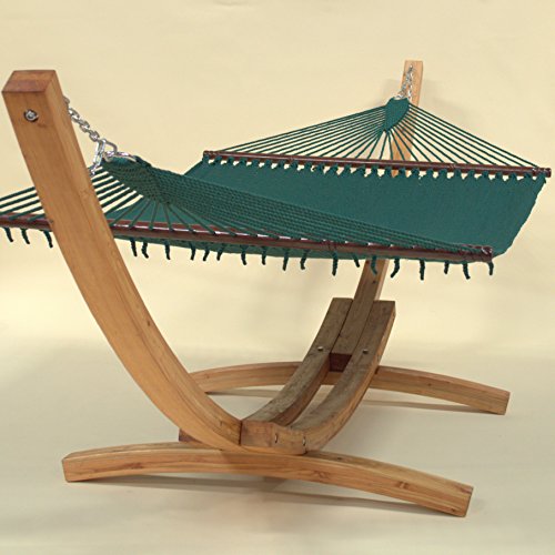 Jumbo Caribbean Hammock And Wood Arc Hammock Stand green