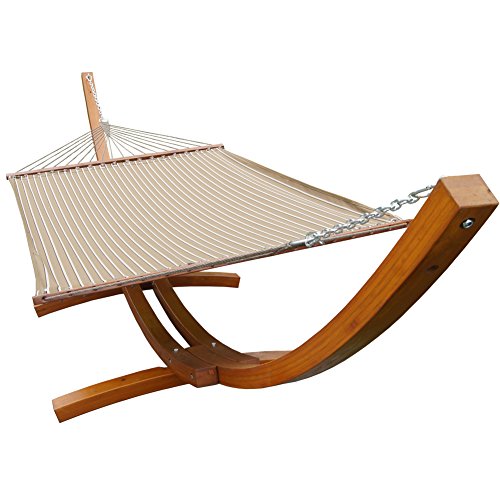 Prime Garden Sunbrella Fabric Hammock14 Feet Wood Arc Hammock Stand