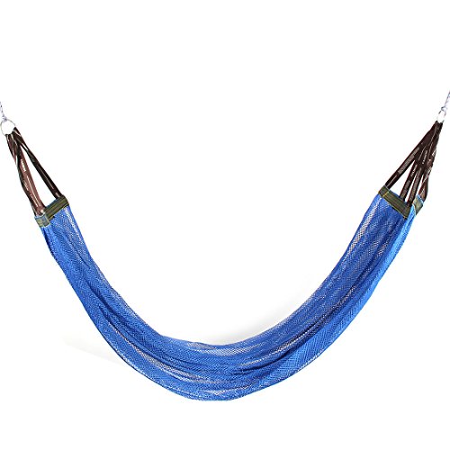 uxcell Nylon Camping Backyard Outfitter Double Nest Sleeping Bed Hanging Hammock Blue