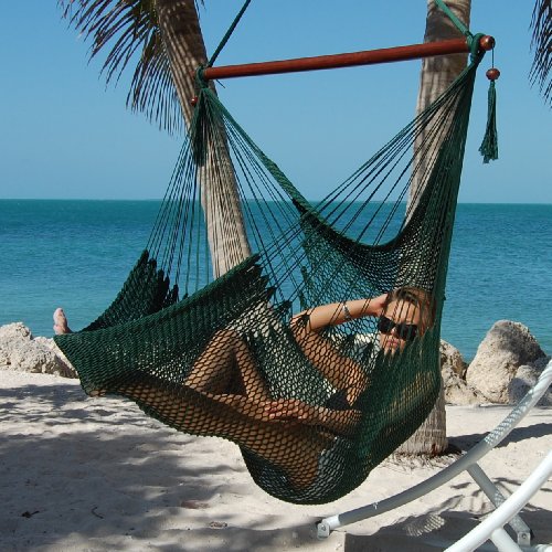 Large Caribbean Hammock Chair - 48 Inch - Polyester - Hanging Chair - Green