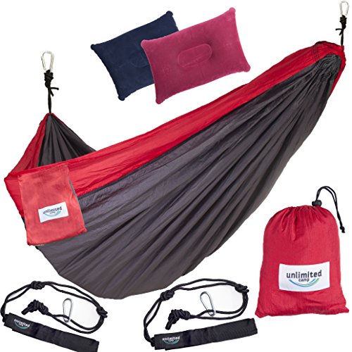 Camping Hammock Double Nylon Ultralight Parachute Perfect For Sleeping While Backpacking Hiking Or Camping Portable