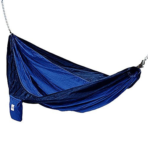 Hammaka P10200-KP Parachute Silk Lightweight Portable Double Hammock Light BlueDark Blue