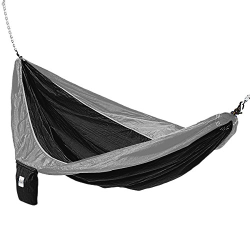 Hammaka Parachute Silk Lightweight Portable Double Hammock BlackGrey