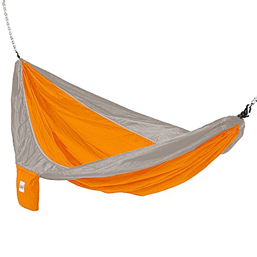 Kings Pond Enterprises 10204-KP Hammaka Parachute Silk Lightweight Portable Double Hammock - Orange Grey