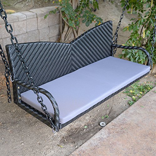 DBM IMPORTS 52 Black Wicker Porch Swing Outdoor Garden Furniture Patio Hanging Bench Hammock Backyard Chair