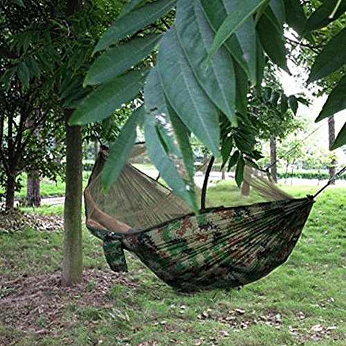 Dayincar Camping Hammock Mosquito Net Hammock Hiking Hanging Bed Portable High Strength Parachute Fabric travel bed for Outdoor Travel Camouflage