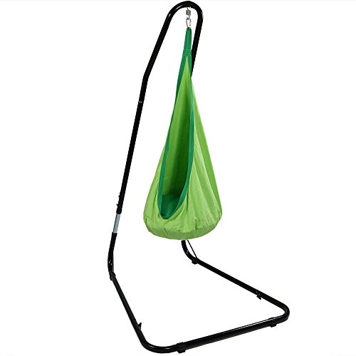 Sunnydaze Hanging Hammock Nest With Stand For Children Green 59 Inch Long X 27 Inch Diameter