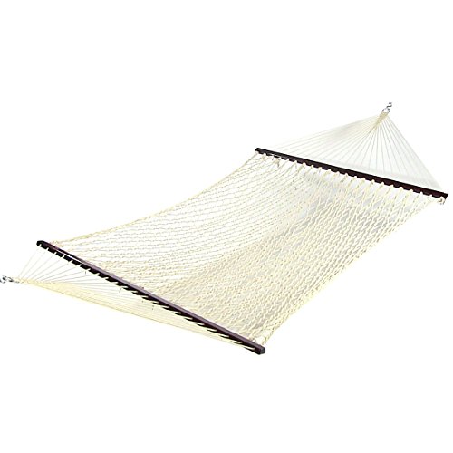 Sunnydaze Double Wide 2 Person Cotton Spreader Bar Rope Hammock 2 Person 450 Pound Capacity