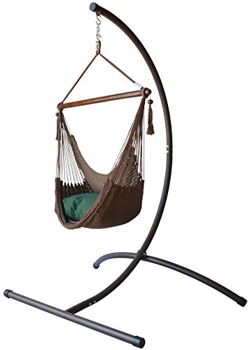 Caribbean Hammock Chair With Footrest - 40 Inch - C-stand mocha