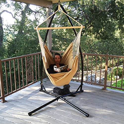 Hammock Steel C-frame Stand Air Porch Swing C Frame Cotton Rope Chair Cradle