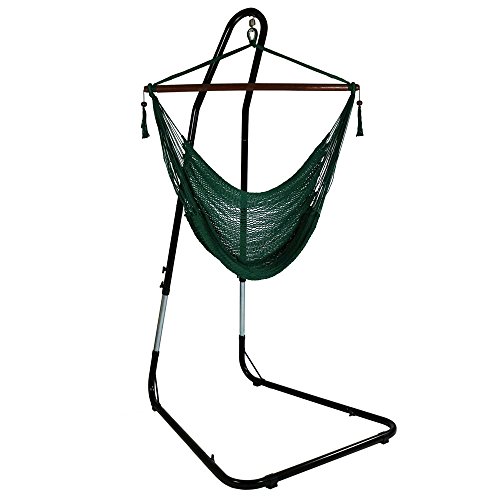 Sunnydaze Green Hanging Caribbean Xl Hammock Chair With Adjustable Stand