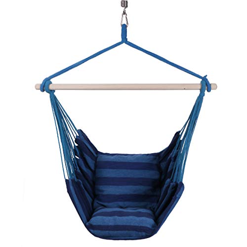 KLM Hanging Rope Hammock Chair Swing  Perfect Hanging Chair for Bedroom Porch Swing Hammock Chair Indoor Hammock  Hammock Swing Chair Indoor-Outdoor One Person Swing with Pillows and Hanging Kit