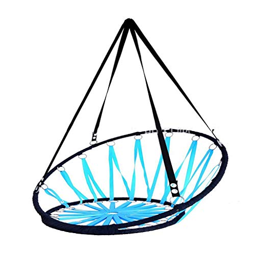 KOREY IndoorOutdoor Hammock Rope Porch Swing Seat Cotton Swing for Family Bedroom Sun-Room Childrens Room Living Room Color  Blue