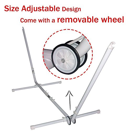 265lbs Max Capacity Steel Stand Wheel Included Double Size Fit For 10-12ft Hammocks Adjustable Two Points Hammock