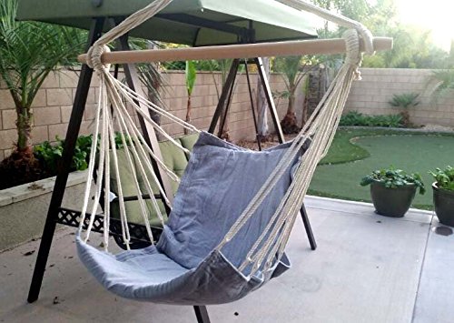 Airblasters Hanging Rope Chair - Swing Hanging Hammock Chair - Porch Swing SeatGray