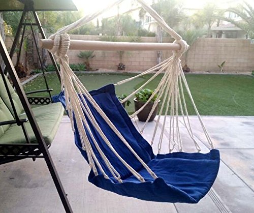 Busen Hanging Patio Chair Hammock Swing Outdoor Porch Tree Rope Seat Yard Hanging Rope Chair Porch Swing Lounge Camp Seat Blue