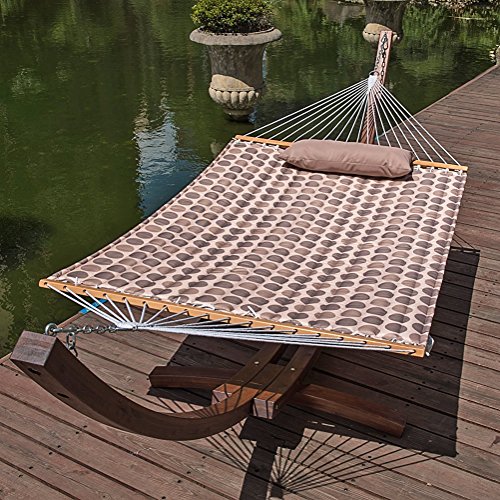 LazyDaze Hammocks 55 Double Quilted Fabric Hammock Swing with Pillow Dot