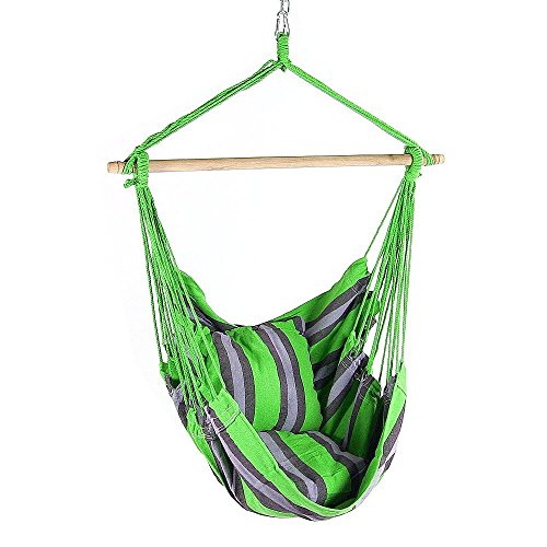 Sunnydaze Hanging Hammock Swing with Two Cushions Midnight Jungle 34 Inch Wide Seat