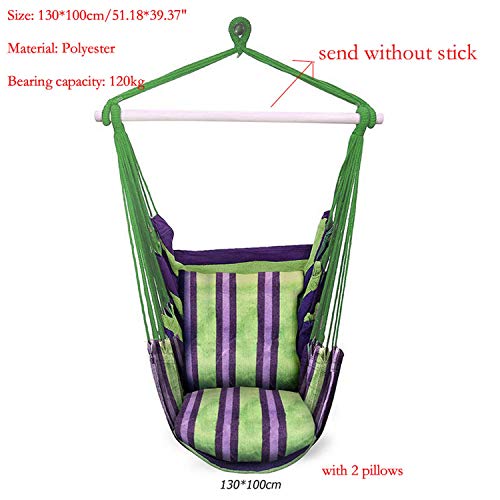 RDWR5D4 Hammock Chair Hanging Chair Swing with 2 Pillows for Outdoor Garden Adults Kids Hammock Chair Hanging ChairChair with Pillow 06