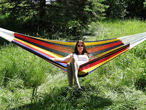 Mayan Double Handmade Cotton Hammock With Universal Heavy Duty Steel Stand (hot Colors)