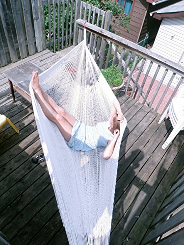 Mayan Outdoor Family Hammock Extra Large With Heavy Duty Steel Stand - Natural Color.this Xl Mayan Hammock Bed