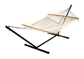 Algoma 2-Point Cotton Rope Hammock with Stand