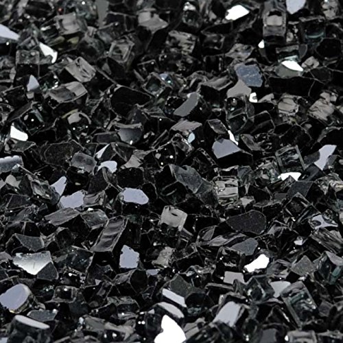 12&quot Onyx Black Metallic  Black Reflective Fireglass 10 Pound Bag