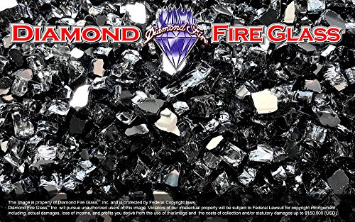 Black Reflective Nugget - Diamond Fire Pit Fireplace Glass - 5 Lbs
