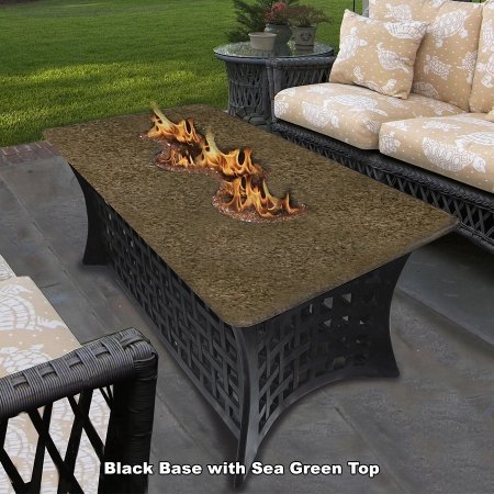 California Outdoor Concepts 4040-bk-pg11-sea La Costa Del Rio Fire Pit-black-copper Reflective Glass-sea Green