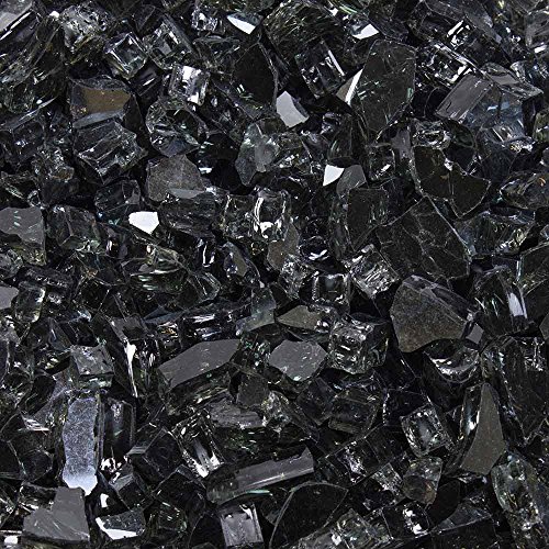 Celestial Fire Glass&reg - Dark Matter Black - 14 Inch Reflective Tempered Fire Glass - 10 Pound Jar With Carrying