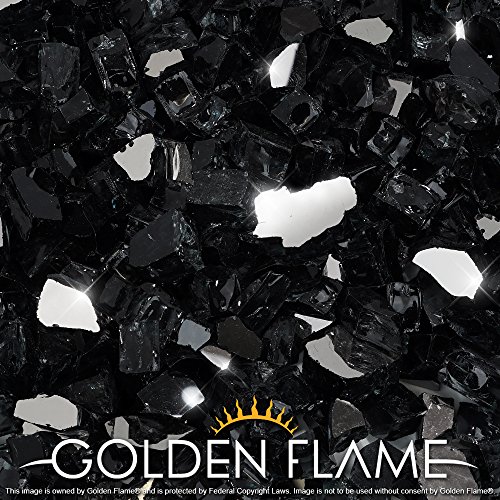 Golden Flame&reg 10-poundquotfire Glass&quot 12-inch Onyx Black reflective
