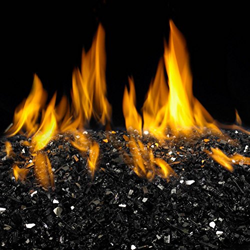 Peterson Real Fyre 16-inch Black Reflective Fire Glass Set With Vented Natural Gas G45 Burner - Variable Flame Remote