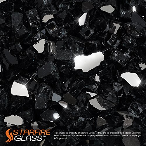 Starfire Glass&reg 10-pound Fire Glass With Fireplace Glass And Fire Pit Glass 12-inch Onyx Black reflective