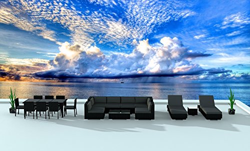 Urban Furnishing.net - Black Series 19 Piece Outdoor Dining And Sofa Sectional Patio Furniture Set