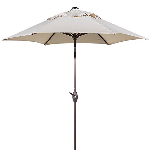 Abba Patio 7-12 Ft Round Outdoor Market Patio Umbrella With Push Button Tilt And Crank Lift Beige